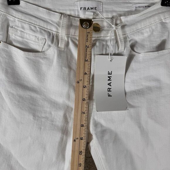 Frame Denim White Jeans NWT Size 26 Le Skinny De Jeanne Blanc White Step Hem - Picture 9 of 14